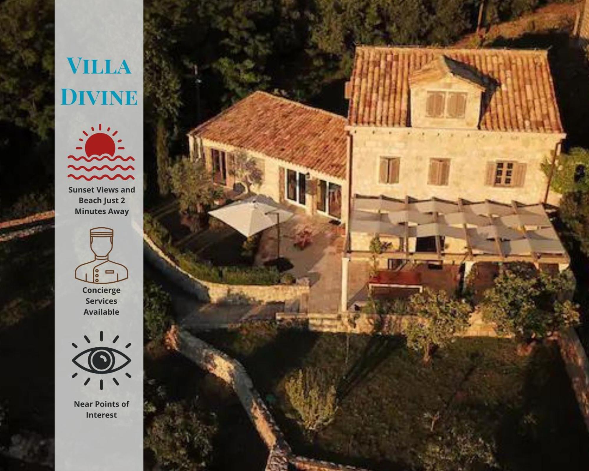 Charming Sea View "Villa Divine" - 2Min From The Sea Lopud Exterior foto